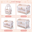 Portable Baby Crib Cradle  Bassinet Changing Pad Mosquito Net Light Pink