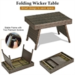 Patio Folding Wicker Side Coffee Table Poolside Garden Lawn Bistro Brown