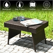 Patio Folding Wicker Side Coffee Table Poolside Garden Lawn Bistro Brown