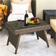 Patio Folding Wicker Side Coffee Table Poolside Garden Lawn Bistro Brown