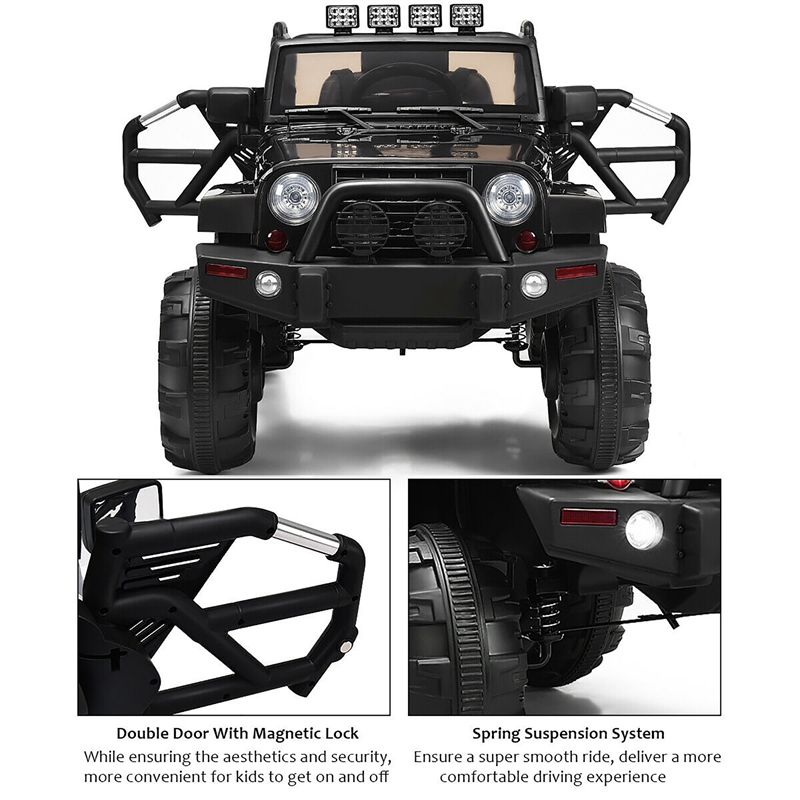 12V Kids Ride On Truck Car w/ Remote Control MP3 Music LED Lights Black