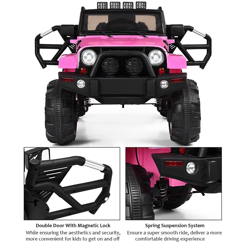 12V Kids Ride On Truck Car w/ Remote Control MP3 Music LED Lights Pink