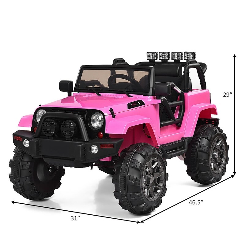 12V Kids Ride On Truck Car w/ Remote Control MP3 Music LED Lights Pink