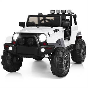 12V Kids Ride On Truck Car w/ Remote Control MP3 Music LED Lights White