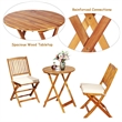 3PCS Patio Folding Wooden Bistro Set Cushioned Chair Conversation Cream