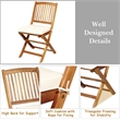 3PCS Patio Folding Wooden Bistro Set Cushioned Chair Conversation Cream