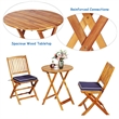 3PCS Patio Folding Wooden Bistro Set Cushioned Chair Conversation Blue