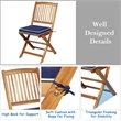 3PCS Patio Folding Wooden Bistro Set Cushioned Chair Conversation Blue