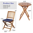 3PCS Patio Folding Wooden Bistro Set Cushioned Chair Conversation Blue
