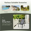 Set of 4 Patio Dining Chairs Stackable Armrest Space Saving Garden Grey