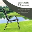 Set of 4 Patio Dining Chairs Stackable Armrest Space Saving Garden Grey