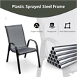 Set of 4 Patio Dining Chairs Stackable Armrest Space Saving Garden Grey