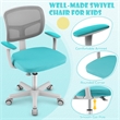 Kids Adjustable Height Children Study Chair w/Auto Brake Casters Green