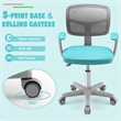 Kids Adjustable Height Children Study Chair w/Auto Brake Casters Green