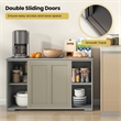 Kitchen Storage Cabinet Sideboard Buffet Cupboard Wood Sliding Door Gray