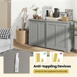 Kitchen Storage Cabinet Sideboard Buffet Cupboard Wood Sliding Door Gray