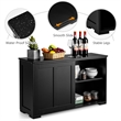 Kitchen Storage Cabinet Sideboard Buffet Cupboard Wood Sliding Door Black