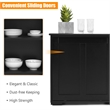 Kitchen Storage Cabinet Sideboard Buffet Cupboard Wood Sliding Door Black