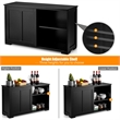 Kitchen Storage Cabinet Sideboard Buffet Cupboard Wood Sliding Door Black