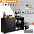 Kitchen Storage Cabinet Sideboard Buffet Cupboard Wood Sliding Door Black