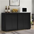 Kitchen Storage Cabinet Sideboard Buffet Cupboard Wood Sliding Door Black