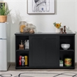 Kitchen Storage Cabinet Sideboard Buffet Cupboard Wood Sliding Door Black