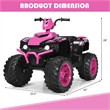 12V Kids 4 Wheeler ATV Quad Ride On Car w/ LED Lights Music USB Pink