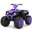 12V Kids 4 Wheeler ATV Quad Ride On Car w/ LED Lights Music USB Purple