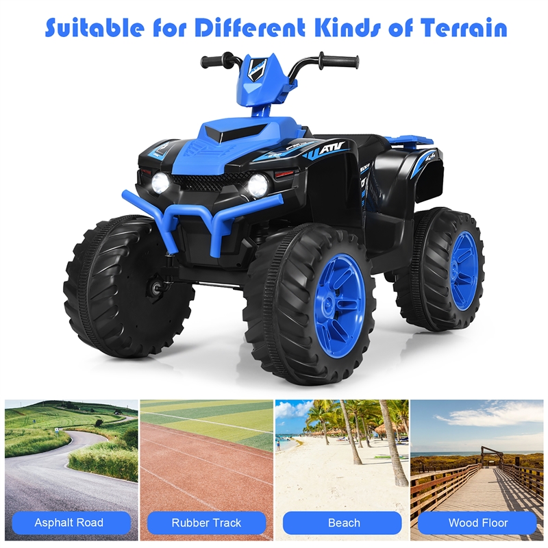 12V Kids 4 Wheeler ATV Quad Ride On Car w/ LED Lights Music USB Navy