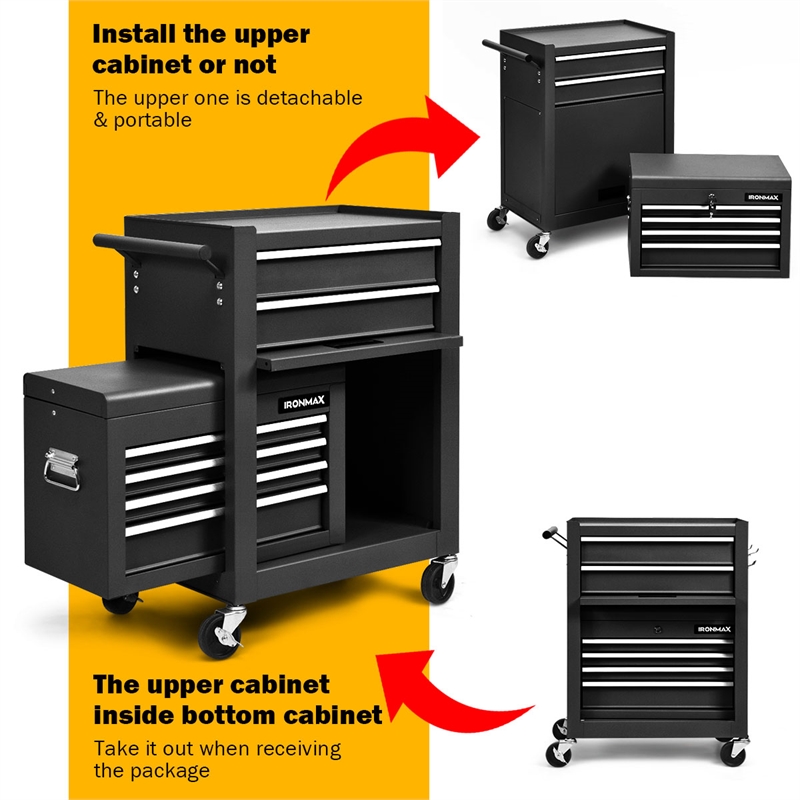 High Capacity 6 Drawer Rolling Tool Chest Storage Cabinet Toolbox Black