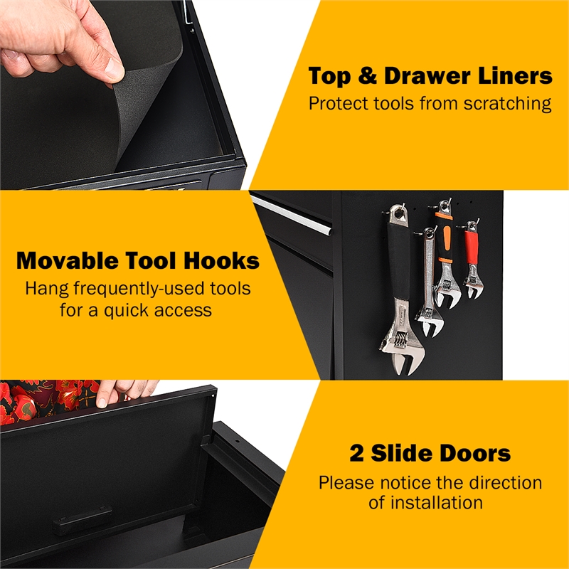 High Capacity 6 Drawer Rolling Tool Chest Storage Cabinet Toolbox Black