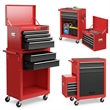 2 in 1 Rolling Cabinet Storage Chest Box Garage Toolbox Organizer w/6 Drawers