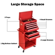 2 in 1 Rolling Cabinet Storage Chest Box Organizer w/6 Drawers Red