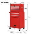2 in 1 Rolling Cabinet Storage Chest Box Organizer w/6 Drawers Red