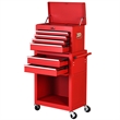 2 in 1 Rolling Cabinet Storage Chest Box Organizer w/6 Drawers Red