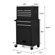2 in 1 Rolling Cabinet Storage Chest Box Organizer w/6 Drawers Black