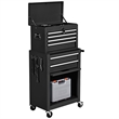 2 in 1 Rolling Cabinet Storage Chest Box Organizer w/6 Drawers Black