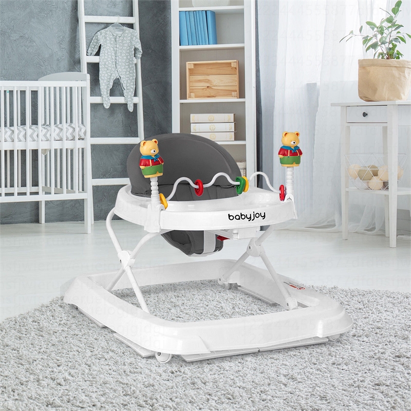Walker Adjustable Height Removable Toy Wheels Folding Portable Gray