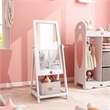 Freestanding Full Length Dressing Mirror withShelf Storage Bin White