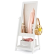 Freestanding Full Length Dressing Mirror withShelf Storage Bin White