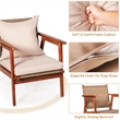 4PCS Outdoor Rattan Furniture Set Acacia Wood Table Cushioned Sofa Chair Brown