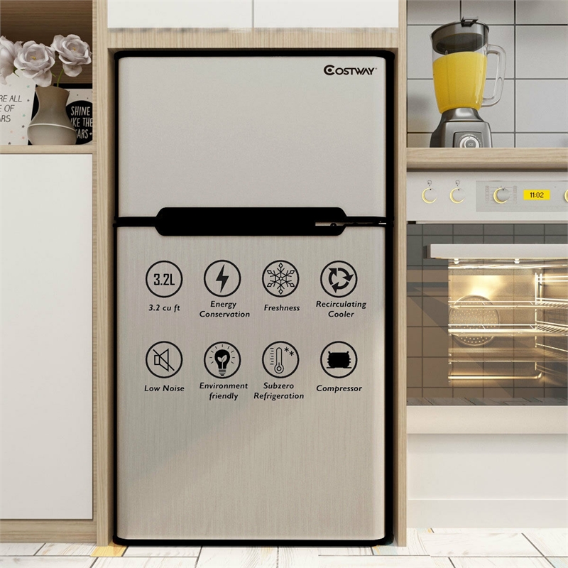 Refrigerator Small Freezer Cooler Fridge Compact 3.2 cu ft. Unit Gray