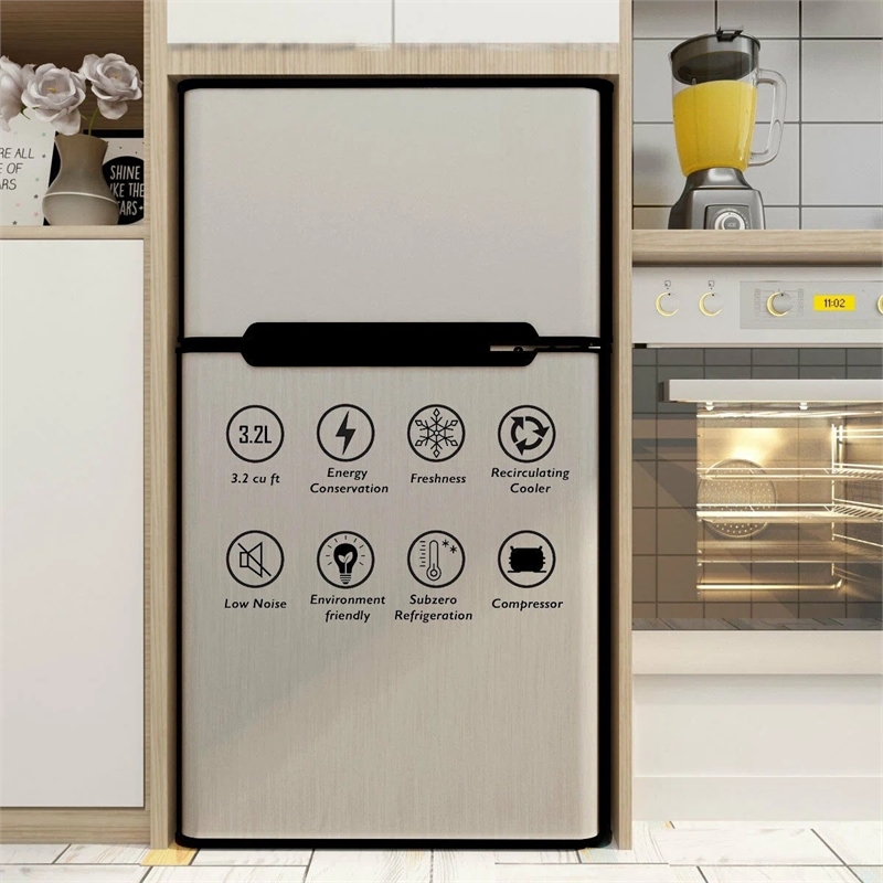 Refrigerator Small Freezer Cooler Fridge Compact 3.2 cu ft. Unit Gray