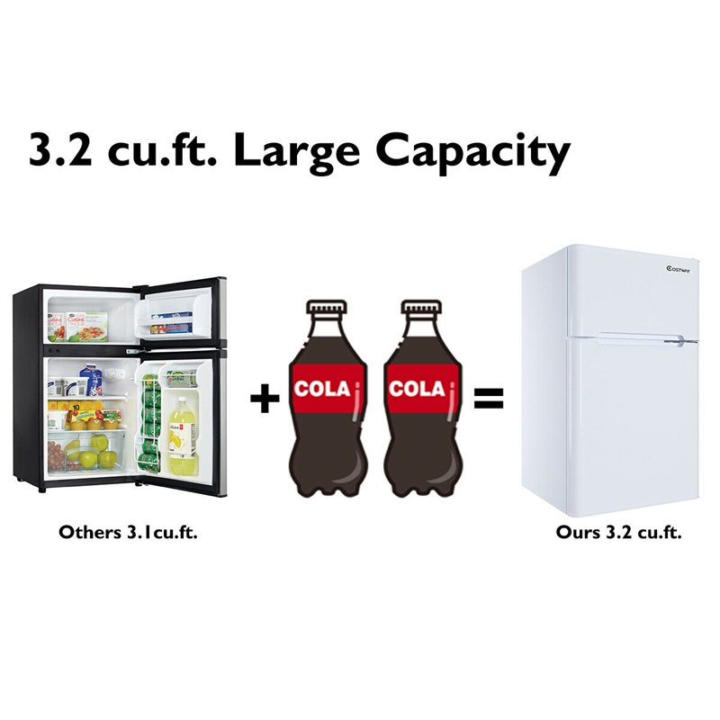 Refrigerator Small Freezer Cooler Fridge Compact 3.2 cu ft. Unit White
