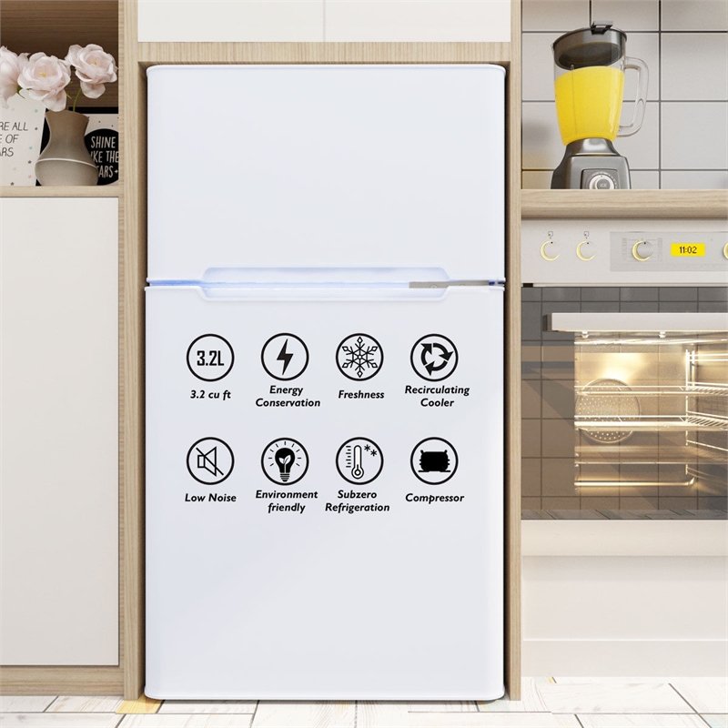 Refrigerator Small Freezer Cooler Fridge Compact 3.2 cu ft. Unit White