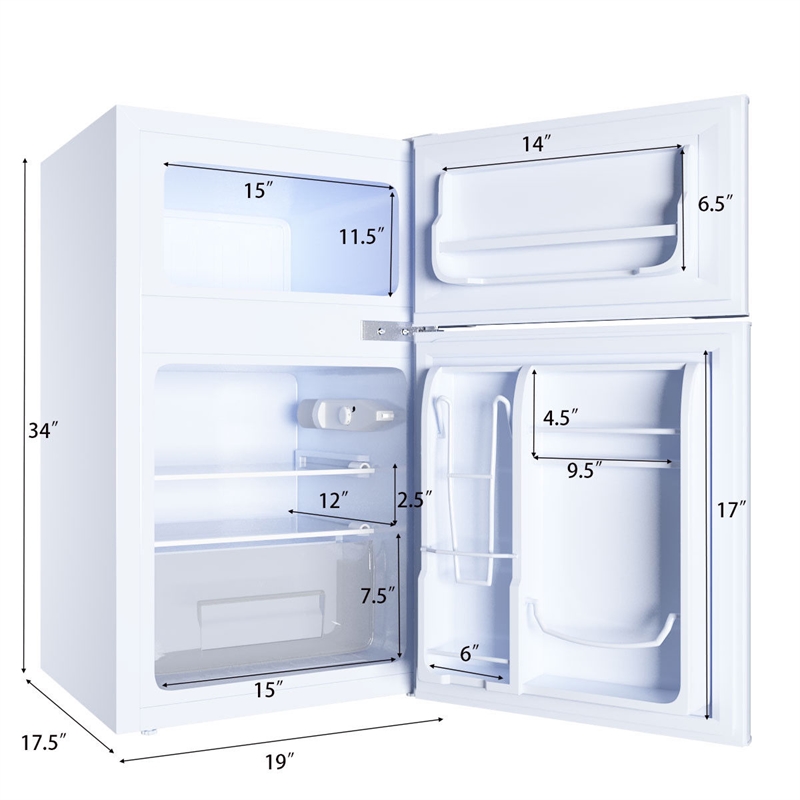 Refrigerator Small Freezer Cooler Fridge Compact 3.2 cu ft. Unit White