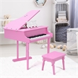 Children 30 Key Toy Grand Baby Piano with Kids Bench Wood Pink