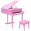 Children 30 Key Toy Grand Baby Piano with Kids Bench Wood Pink