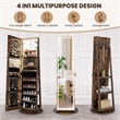 Swivel Jewelry Cabinet Organizer 3 Color LED Mirror w/Built in Lights Coffee