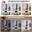 Swivel Jewelry Cabinet Organizer 3 Color LED Mirror w/Built in Lights Coffee